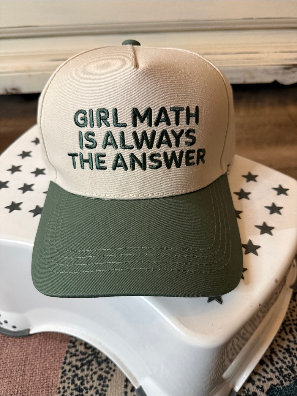 Girl Math Is Always The Answer Green and Cream Trucker Hat